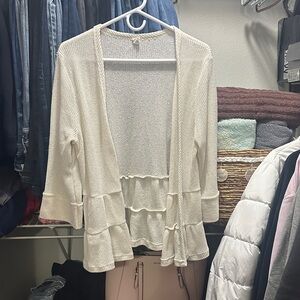 Chic Cream Open-Front Cardigan